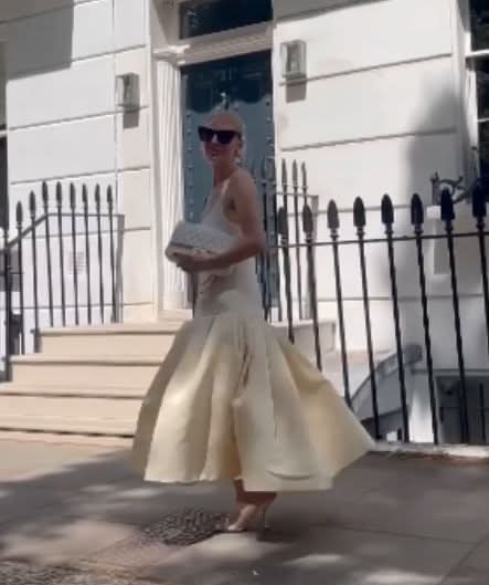 Khaite Cream Lynette Jersey And Faille Drop-waist Dress UK 6