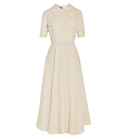 Emilia Wickstead Cream Alice Double-crepe Midi Dress UK 8