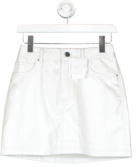 CAMI NYC White Sabine Genuine Leather Skirt Pearl  BNWT UK 6