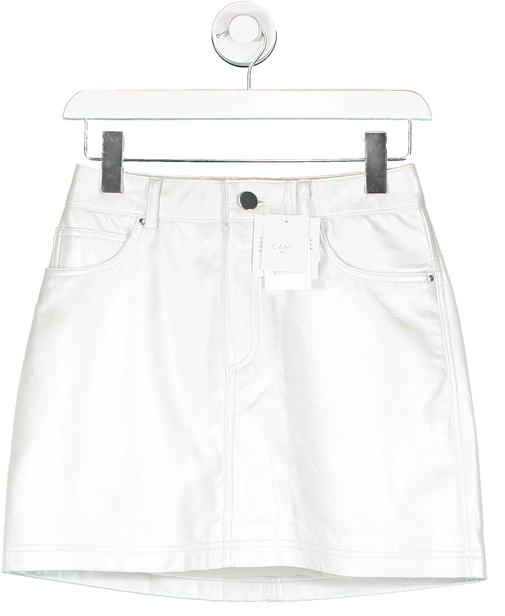 CAMI NYC White Sabine Genuine Leather Skirt Pearl  BNWT UK 6
