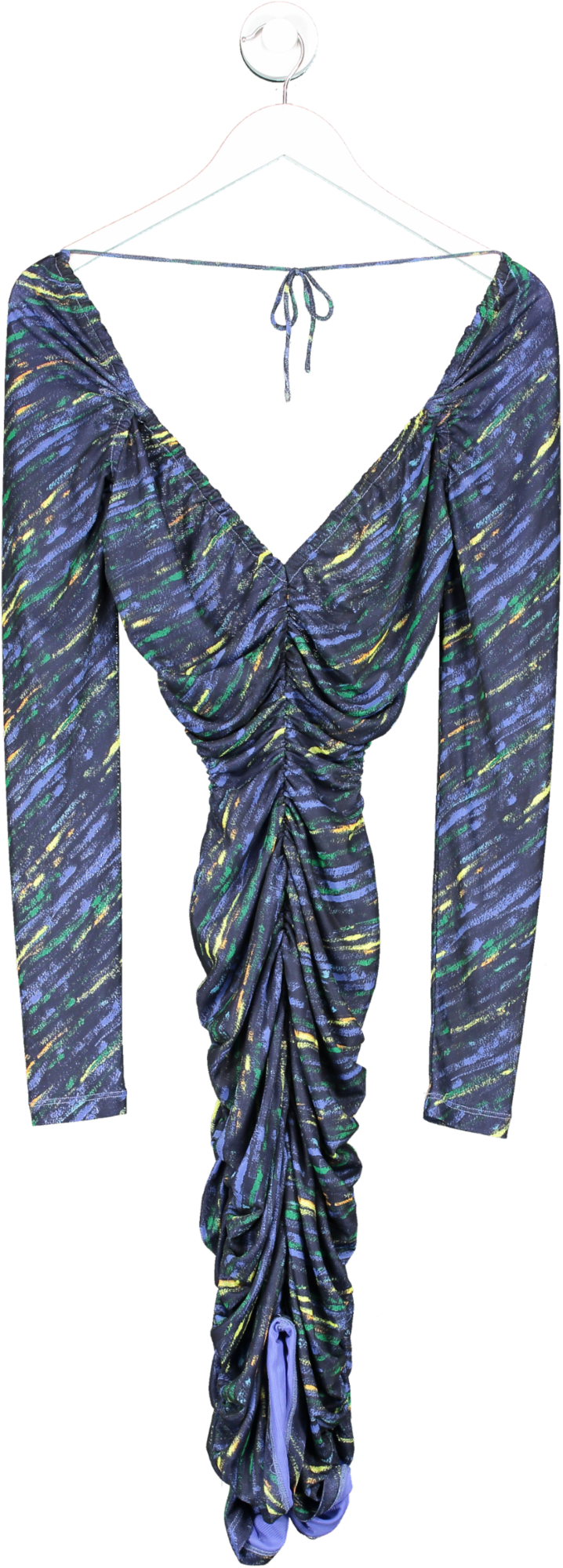 Rotate Blue Print Ruched Cut-out Minidress UK S