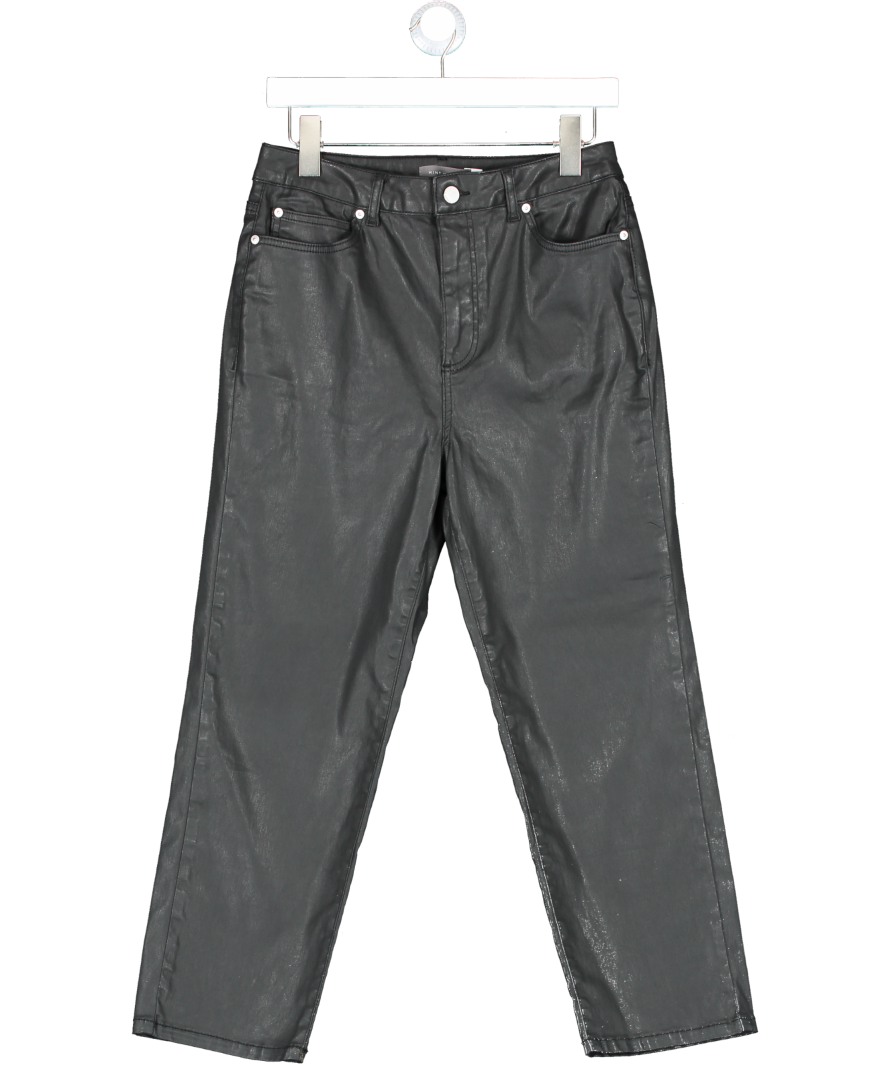 Mint Velvet Black Coated Barrel Trousers UK 8S