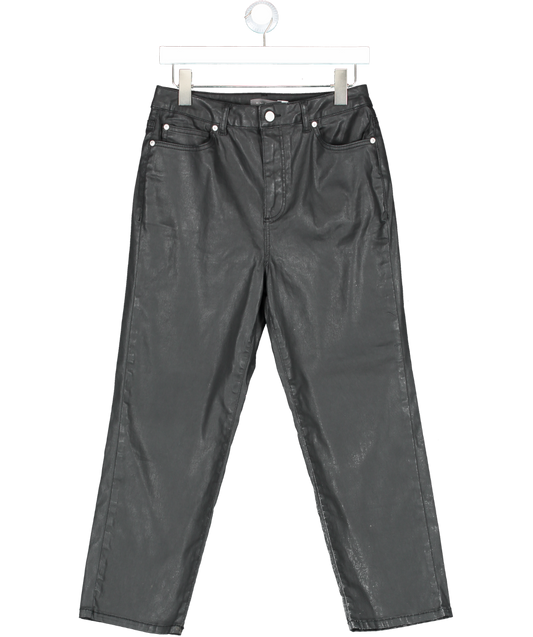 Mint Velvet Black Coated Barrel Trousers UK 8S