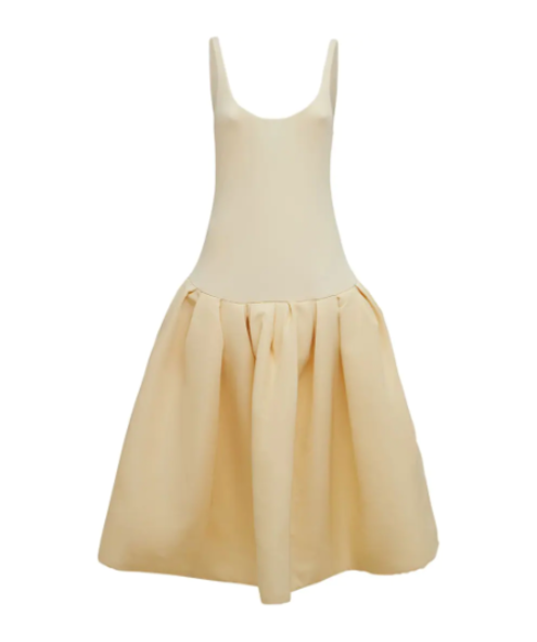 Khaite Cream Lynette Jersey And Faille Drop-waist Dress UK 6