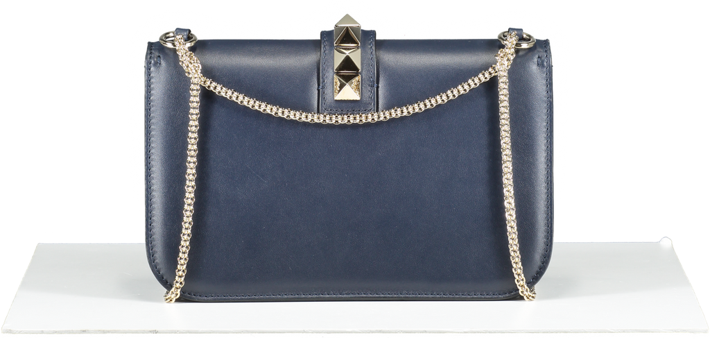 Valentino Garavani Blue Medium Rockstud Glam Lock Flap Bag