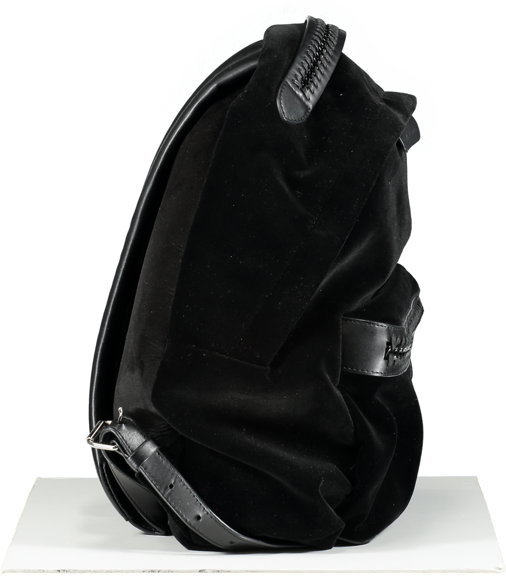 Stella McCartney Stella Mccartney Black 'falabella' Velvet Backpack One Size