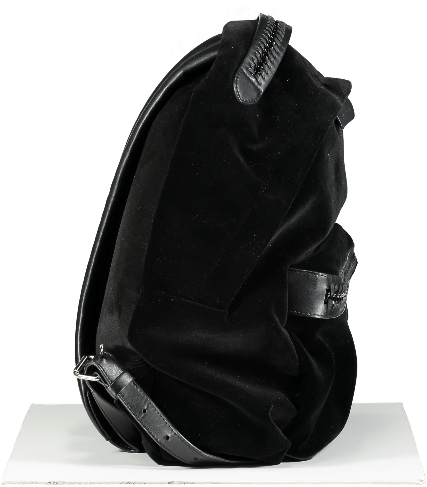 Stella McCartney Stella Mccartney Black 'falabella' Velvet Backpack One Size