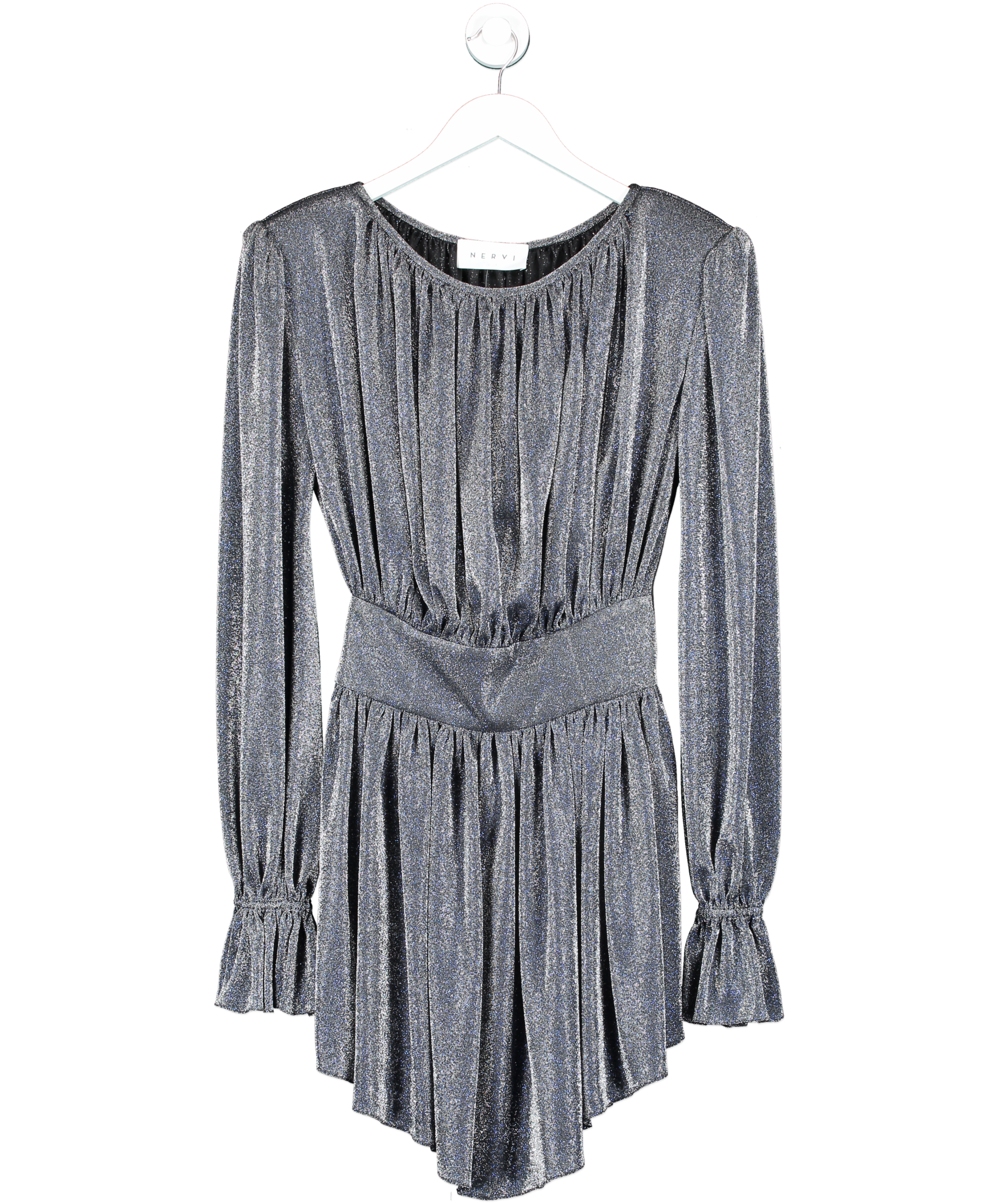 Nervi Blue Betty Metallic Jersey Mini Dress UK 6