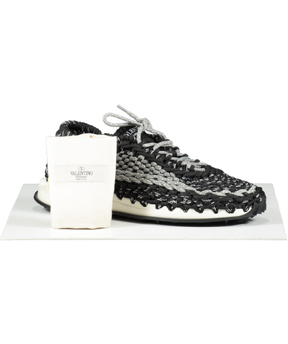 Valentino Garavani Fabric Crochet Mens Low Top Sneakers 44 Black UK 9 EU 43 👞