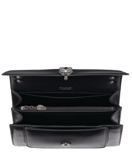 BVLGARI Black Leather Serpenti Forever Cross-body Bag One Size