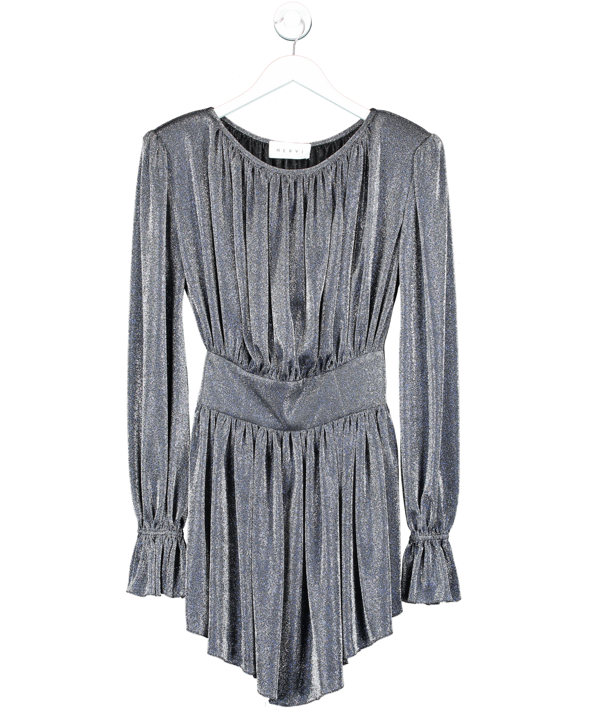 Nervi Blue Betty Metallic Jersey Mini Dress UK 6