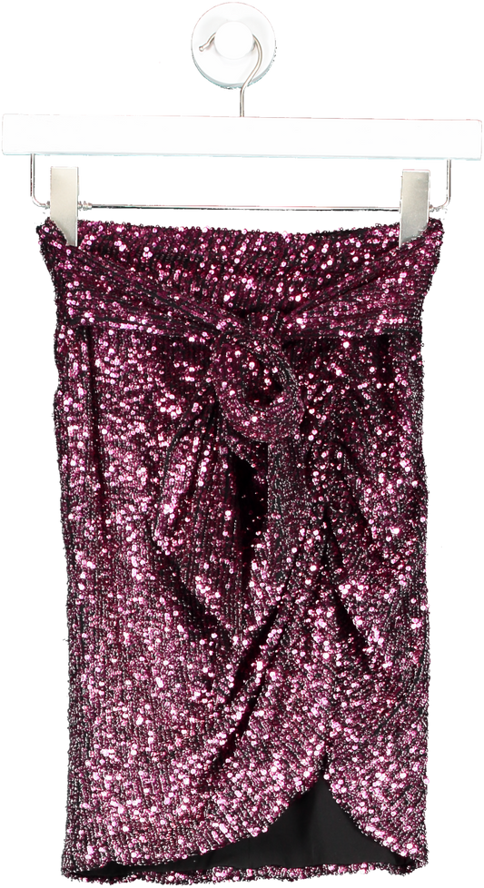Nookie Pink Cosmo Sequin Tie Front Skirt  BNWT UK XS