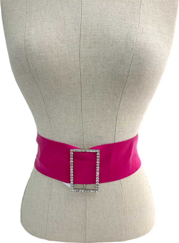 Pink Rectangular Rhinestone Buckle Belt One Size
