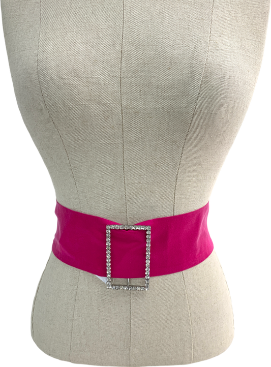 Pink Rectangular Rhinestone Buckle Belt One Size