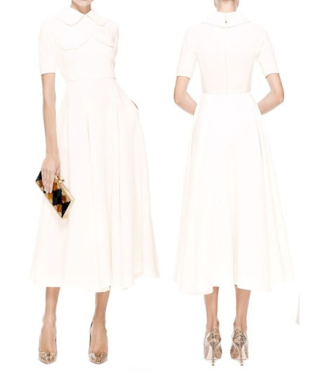 Emilia Wickstead Cream Alice Double-crepe Midi Dress UK 8