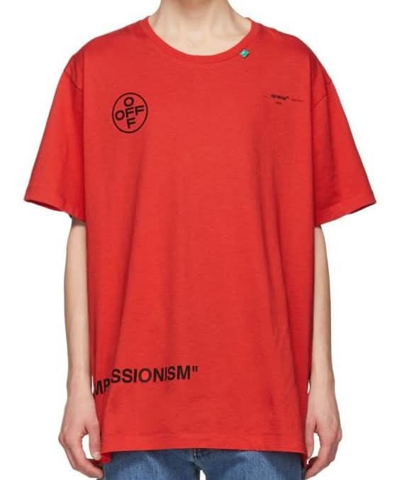Off-White Red Stencil T-shirt UK M