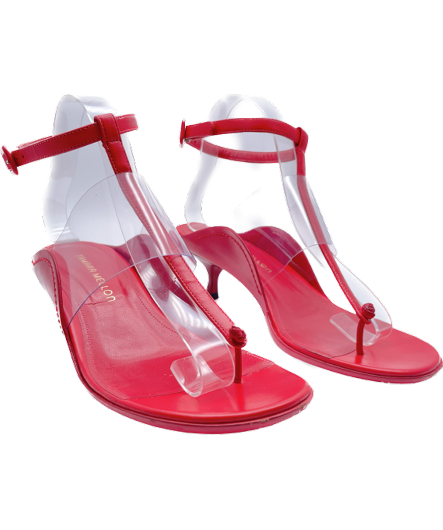 Tamara Mellon Red Leather T-strap Sandals UK 6