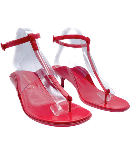 Tamara Mellon Red Leather T-strap Sandals UK 6