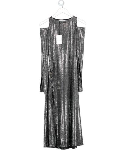 DANAME PARIS Black Daname Long Silver Sequins Dress UK 8