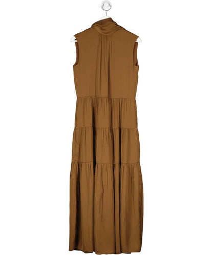 Theory Brown Tiered Georgette Dress UK 4