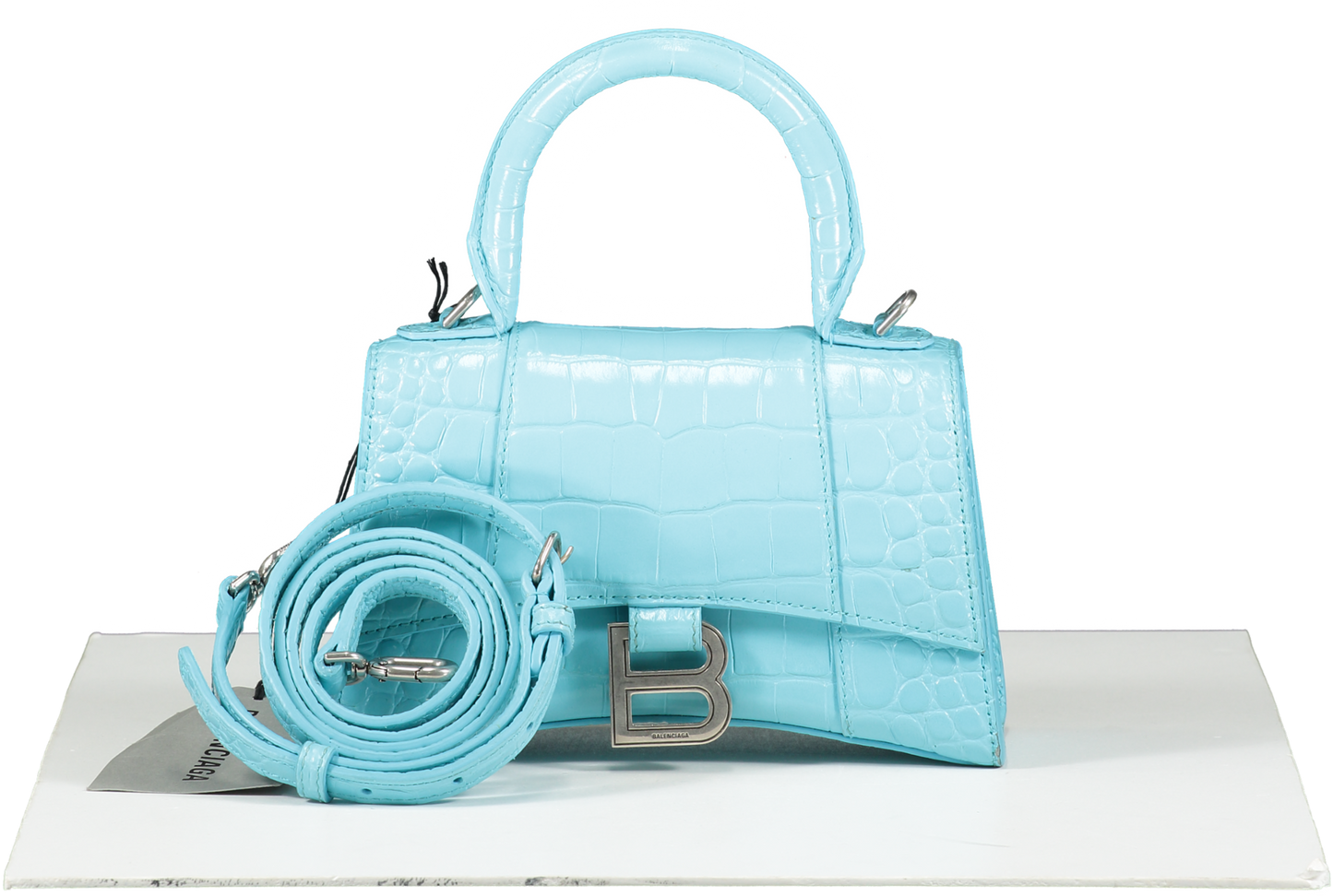 Balenciaga Blue Hourglass Top-handle Bag Turquoise One Size