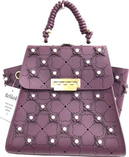 zac zac posen Purple Eartha Floral-appliqué Leather Tote Bag One Size