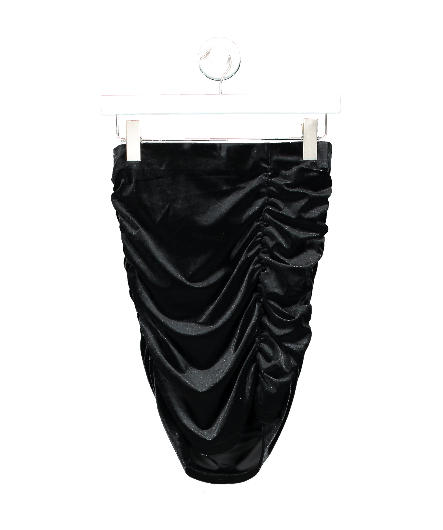 MANGO Black Velet Ruched Mini Skirt UK S