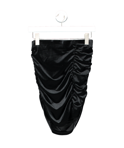 MANGO Black Velet Ruched Mini Skirt UK S