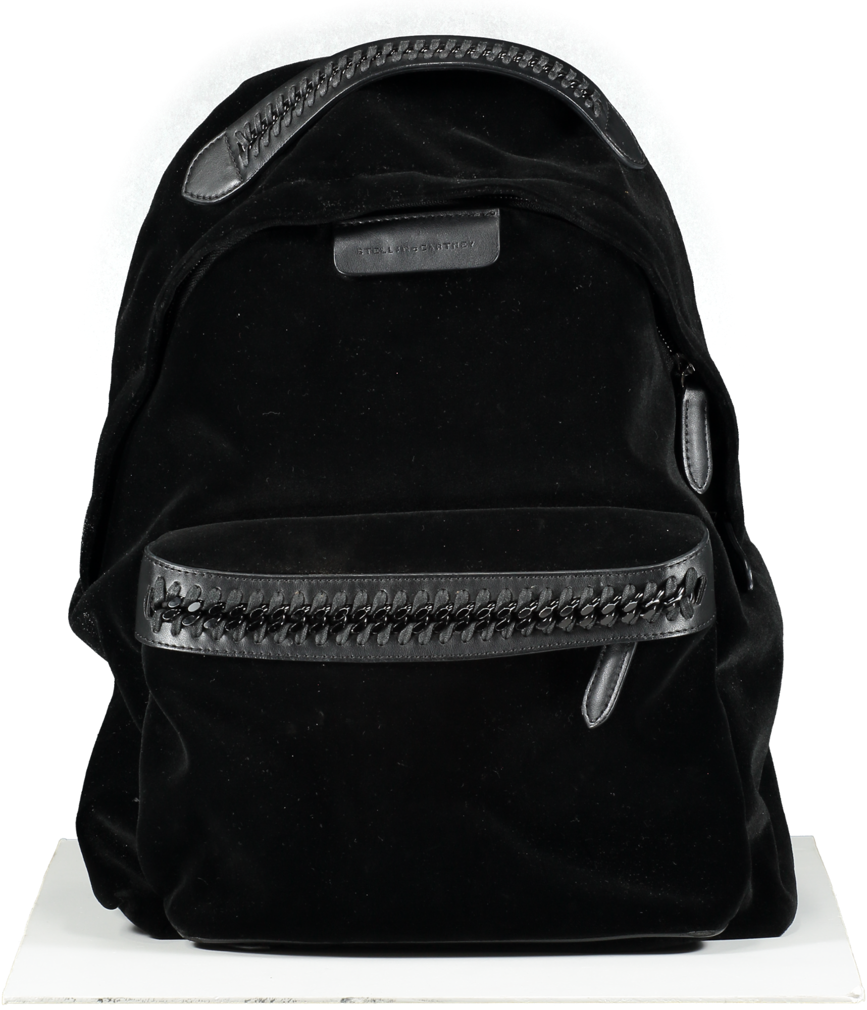 Stella McCartney Stella Mccartney Black 'falabella' Velvet Backpack One Size