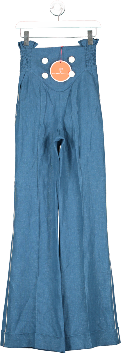 marianna senchina Blue Linen High Waisted Agatha Pants  BNWT UK S