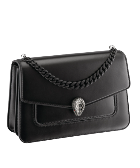BVLGARI Black Leather Serpenti Forever Cross-body Bag One Size