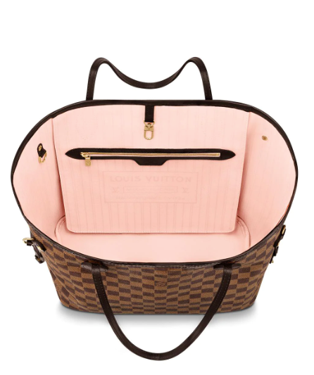 Louis Vuitton Brown Bag Neverfull Mm Damier Ebene Tote Rose Ballerine Pink