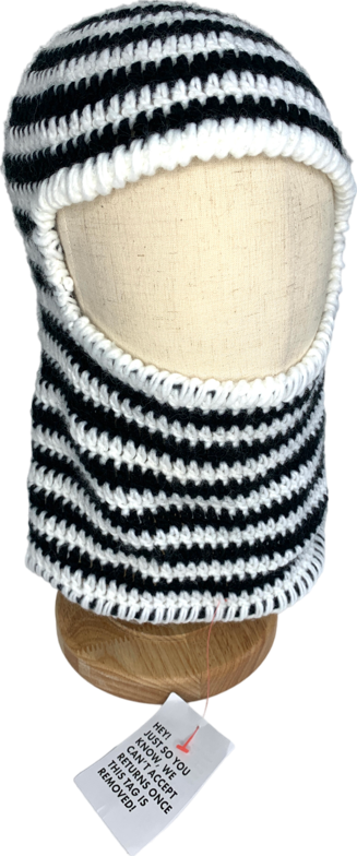 SNO Black Knitted Stripe Baleclava One Size