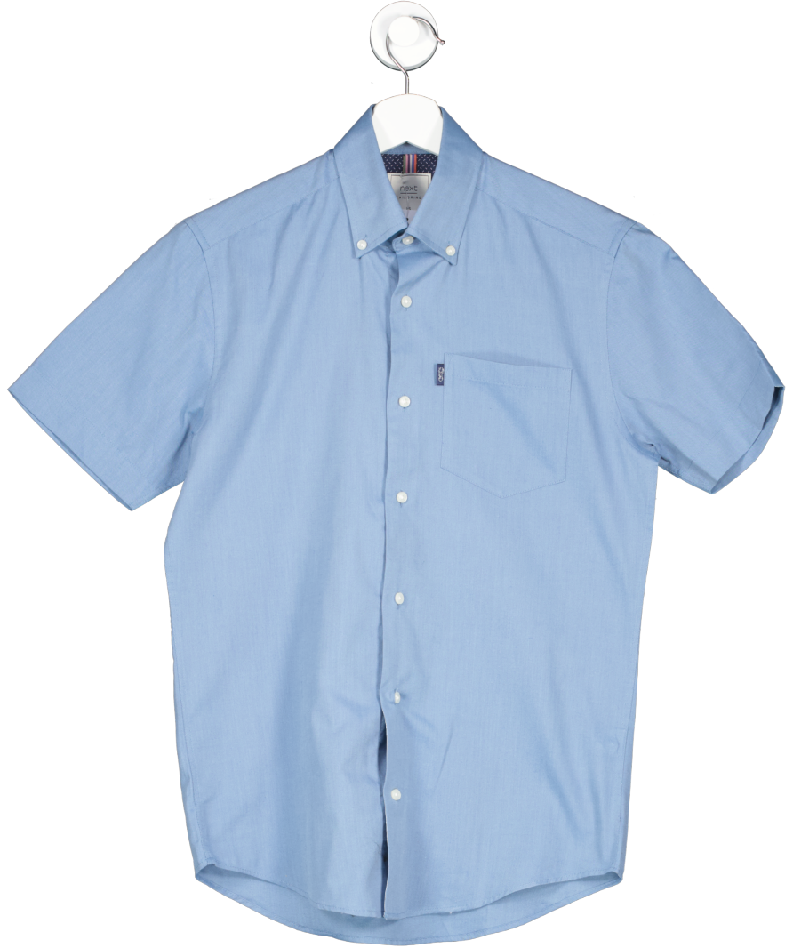 Next Blue Easy Iron Button Down Oxford Shirt UK XS