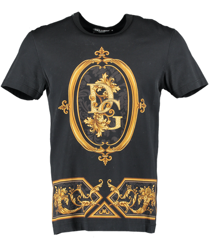 Dolce & Gabbana Black /gold Printed T Shirt UK S