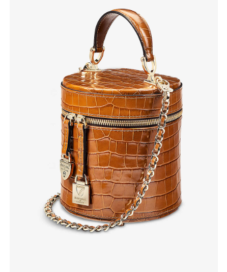 Aspinal Of London Brown Pandora Crocodile-embossed Leather Bag