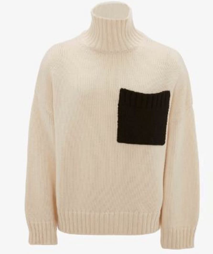 Jw Anderson Cream Wool/alpaca Blend Patch-pocket Turtleneck Jumper UK S