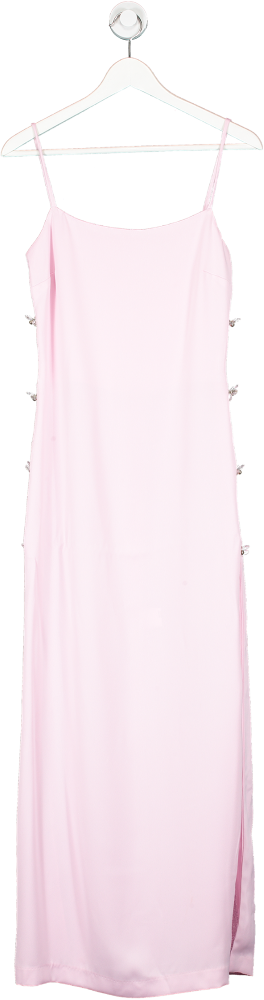 Stefania Vaidani Pink Silk Maxi Dress With Floral Side UK S