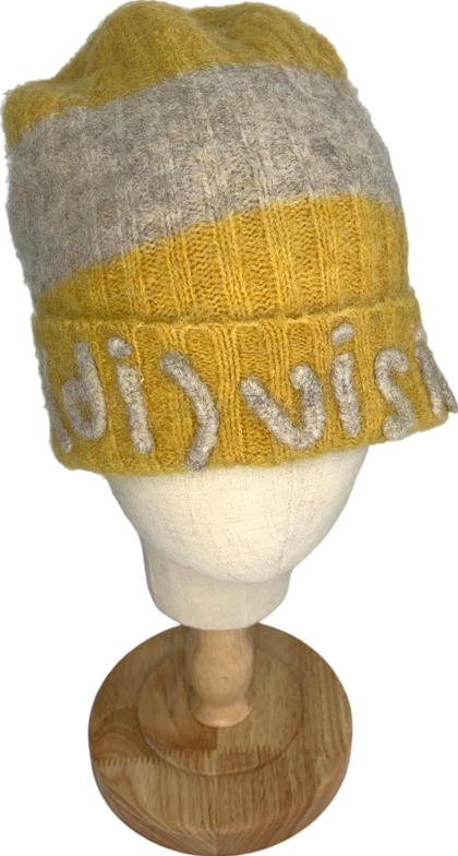 (di)vision Yellow Striped Logo Beanie Hat One Size