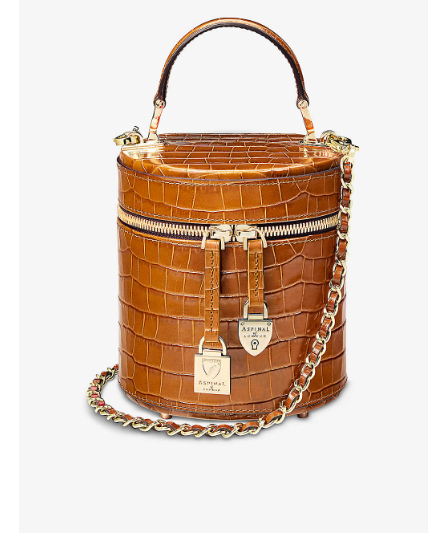 Aspinal Of London Brown Pandora Crocodile-embossed Leather Bag