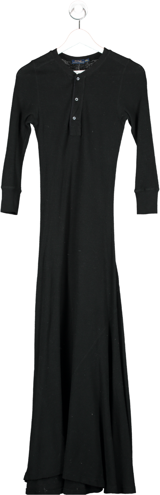 Polo Ralph Lauren Black Ribbed Maxi Dress UK XS