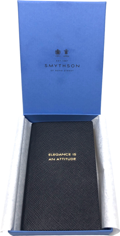 Smythson Blue "elegance Is An Attitude" Panama Notebook One Size