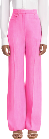 JACQUEMUS Pink Le Pantalon Sauge Les Classiques High-waisted Flare Pants. UK 8