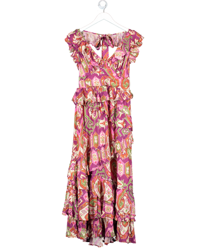 Love the Label Multicoloured Ruffle Detail Halterneck Maxi Dress UK S