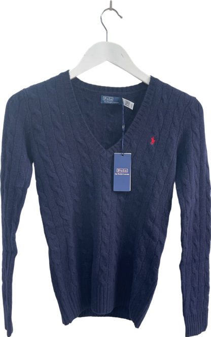 Polo Ralph Lauren Navy Blue Cashmere Blend Kimberly Jumper BNWT UK XS