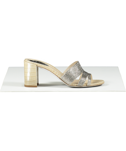 René Caovilla Beige Crystal-embellished Block-heel Sandals UK 5 EU 38 👠