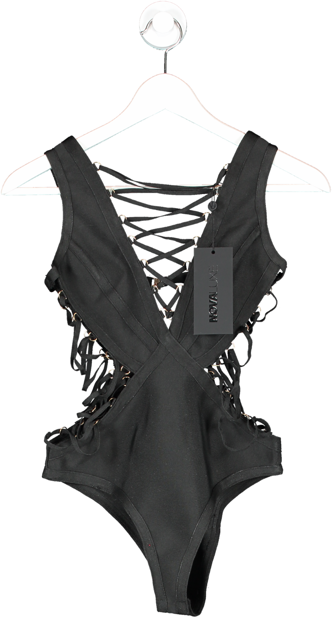 Fashion Nova Black Melody Cutout Bodysuit  BNWT UK XS