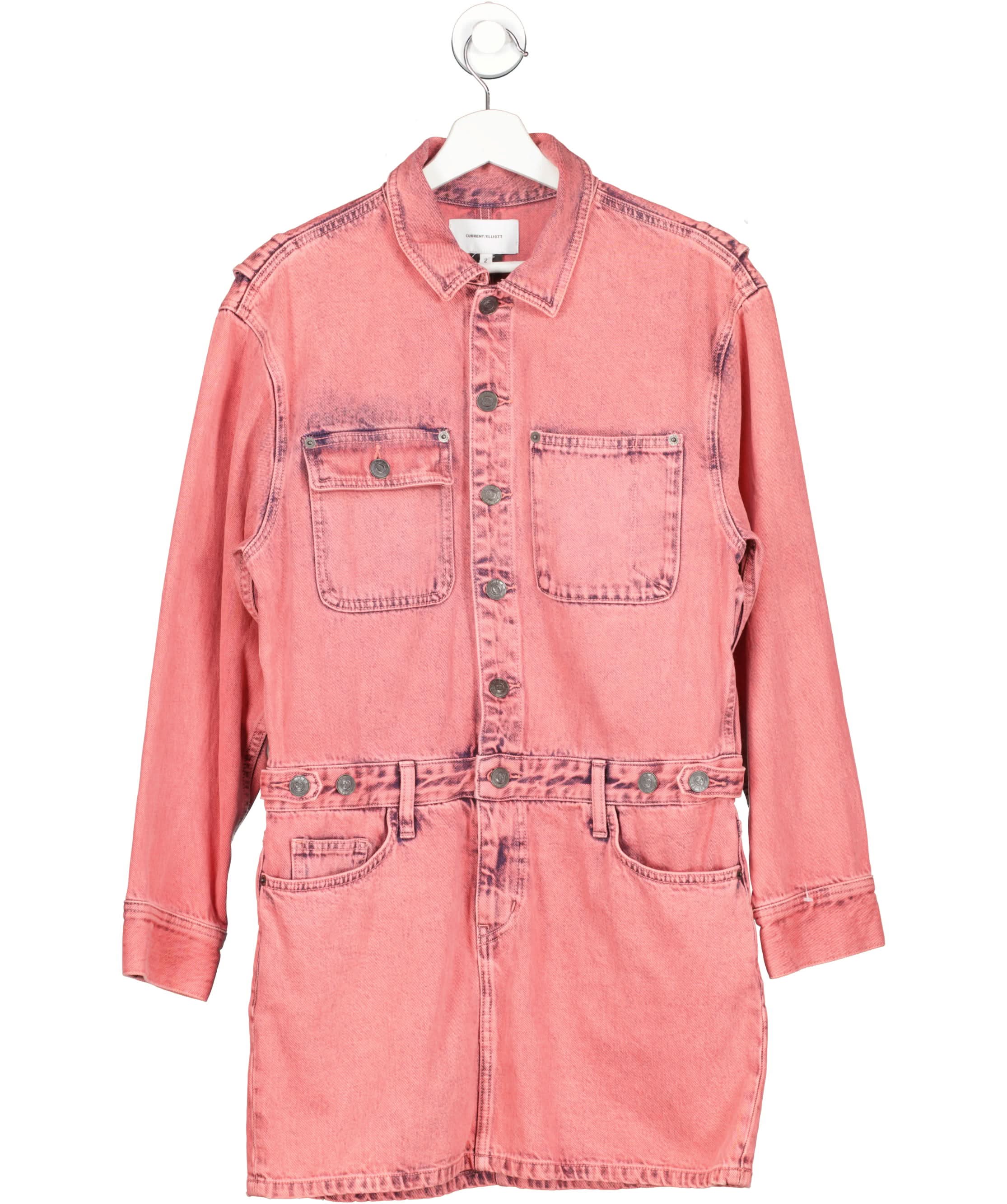 CURRENT/ELLIOTT PINK LONG SLEEVE DENIM DRESS UK 6