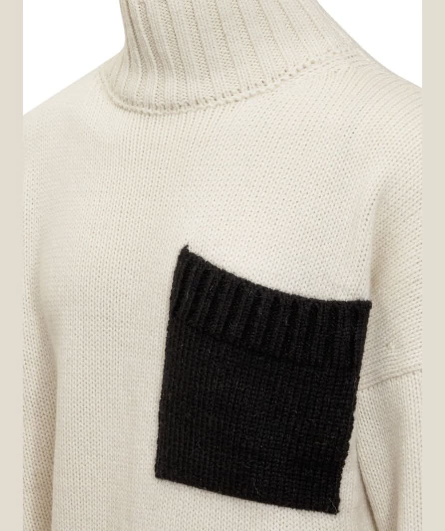 Jw Anderson Cream Wool/alpaca Blend Patch-pocket Turtleneck Jumper UK S