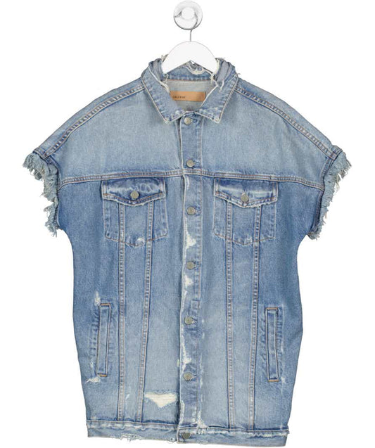 GRLFRND Denim blue 'wilder' oversized trucker vest dress/jacket UK XS